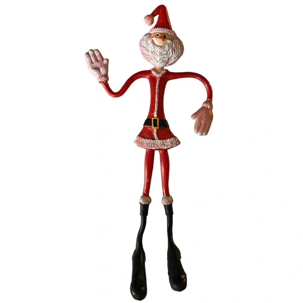 Bendy Santa Bendable Vintage 70’s Fun World Red Christmas Decoration Hong Kong